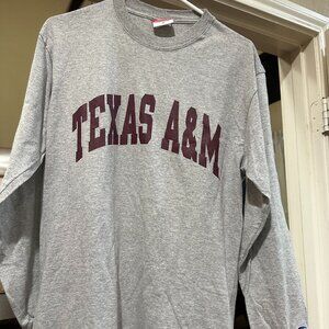 Texas A&M Aggies Champion Long Sleeve Shirt Gray Size Medium NCAA College